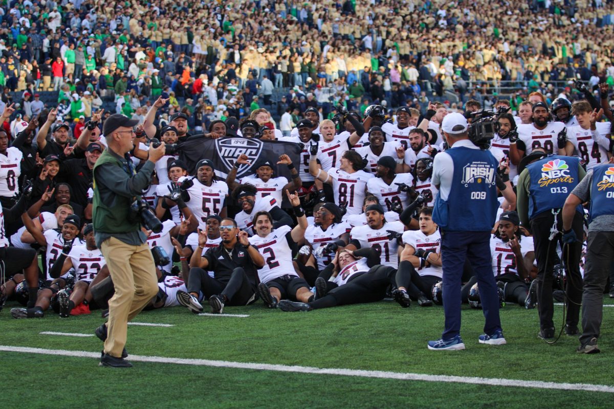 Huskie players warming up before kickoff